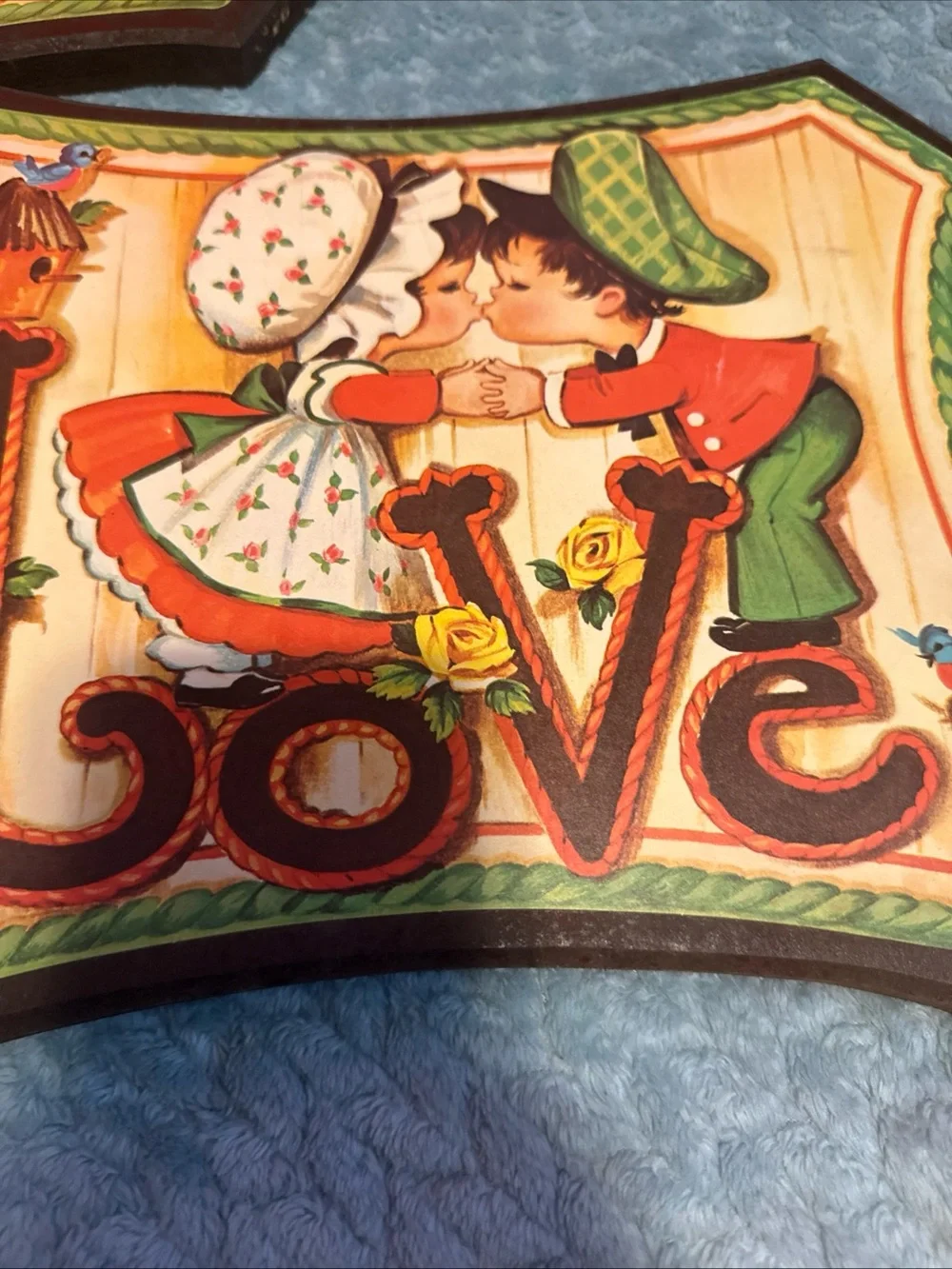 VTG Wood Wall Plaques, “Love” & “Faith”, 1970’s Retro ~Adorable! ~Cottage Core